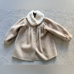 Tartine et Chocolat Reversible Wool Coat with removable collar/scarf